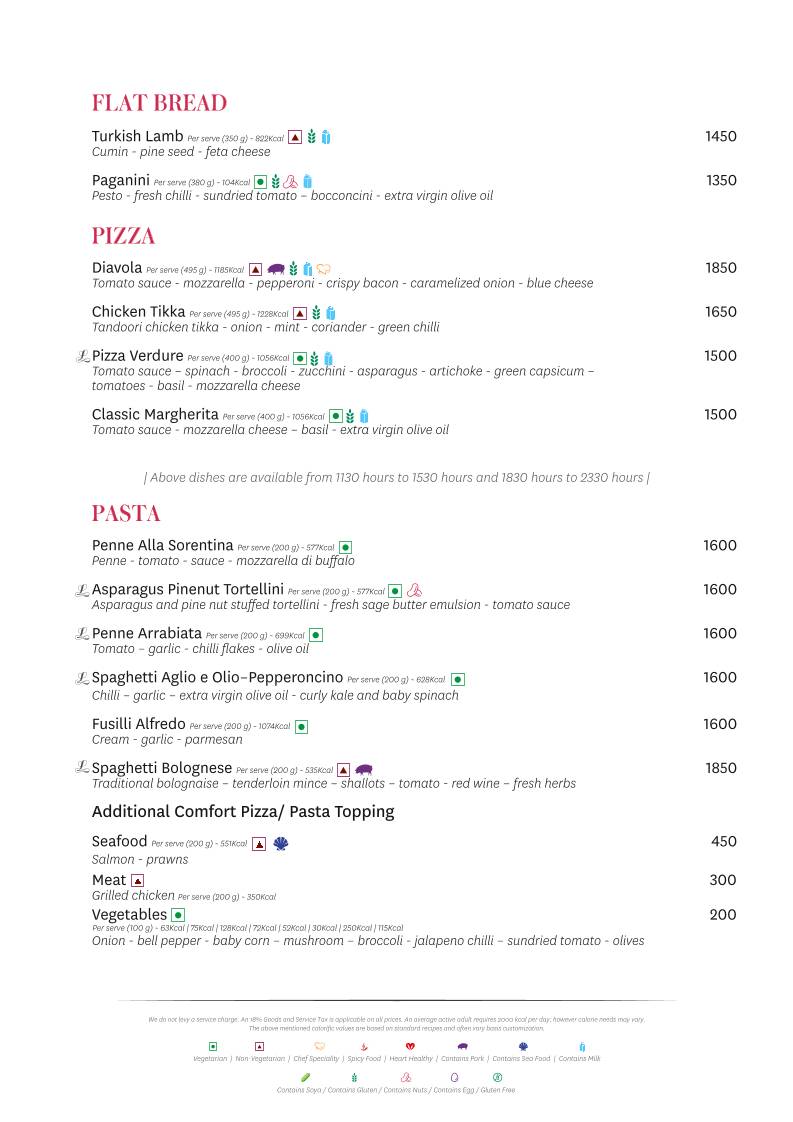 Spectra - The Leela Ambience Gurugram menu