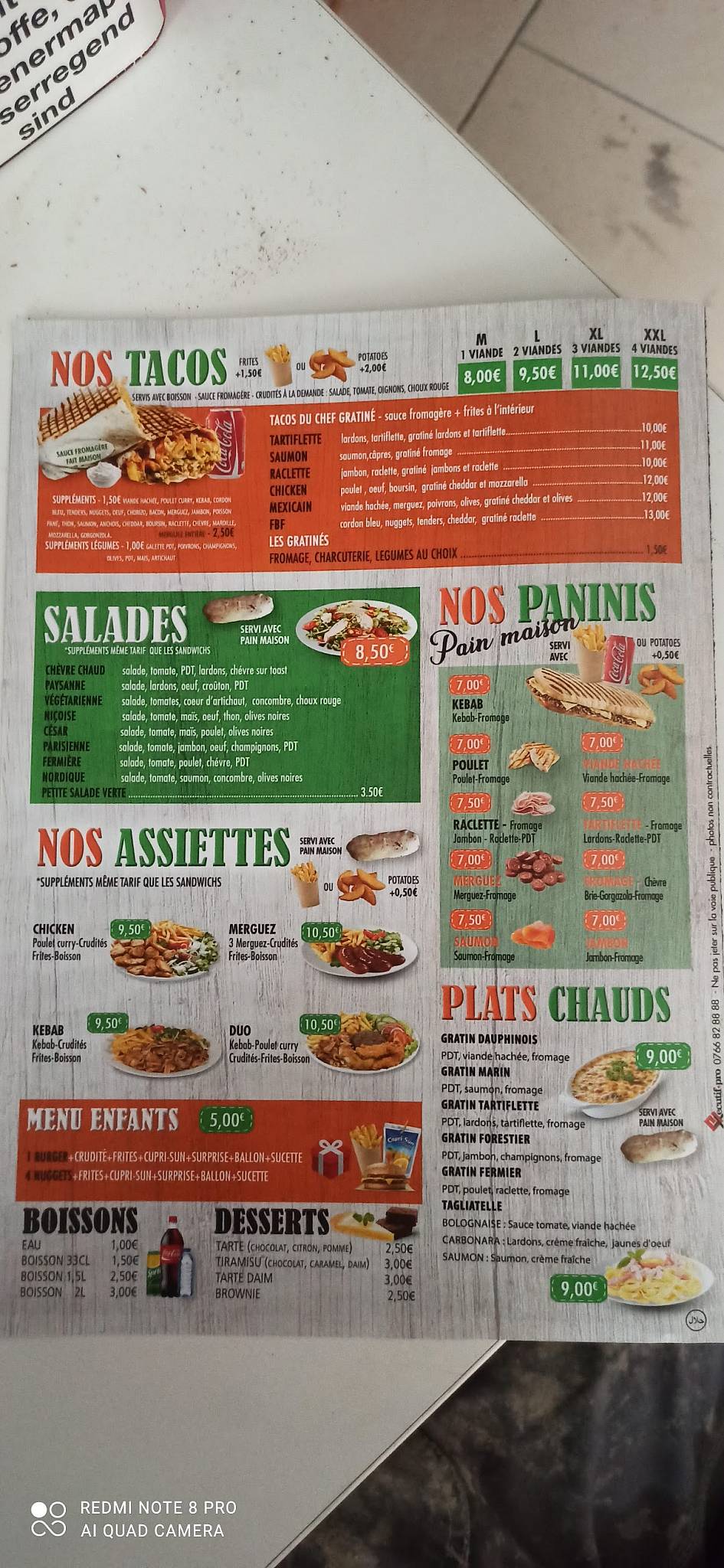 Menu de Speedy's Pizza