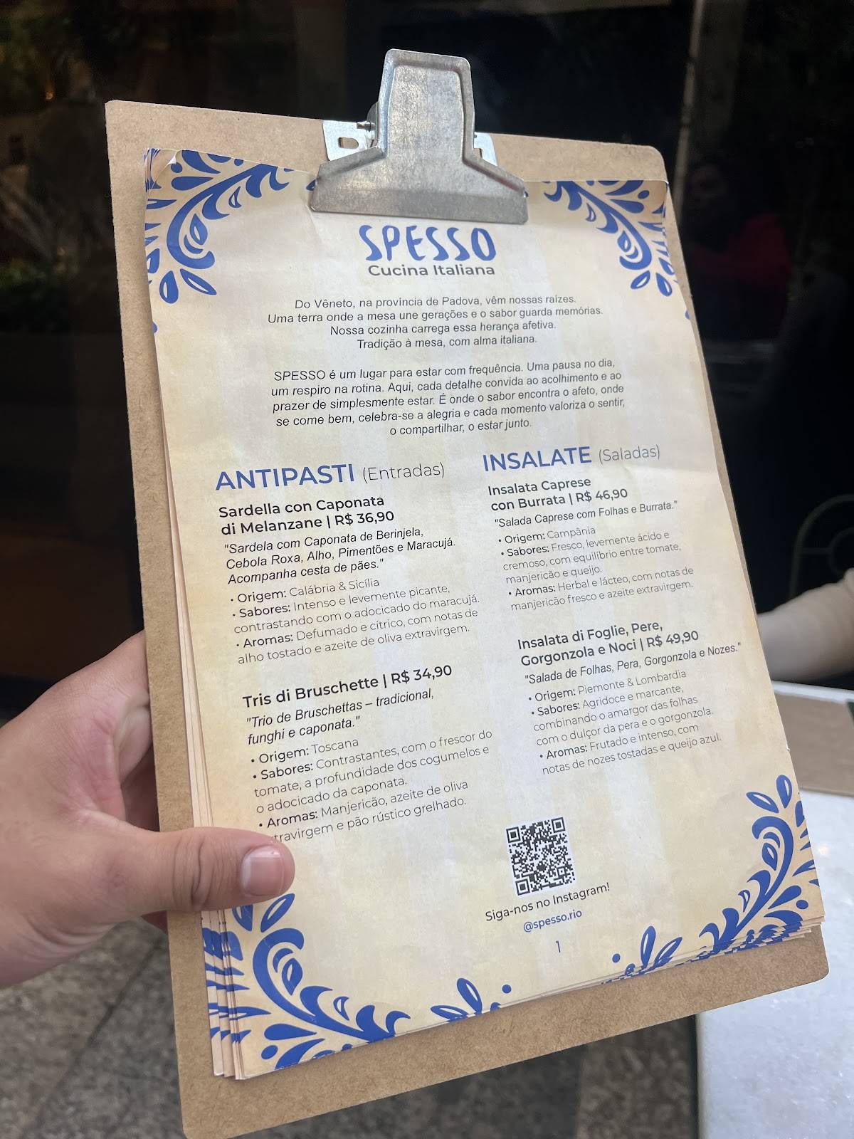 Spesso, cardápio