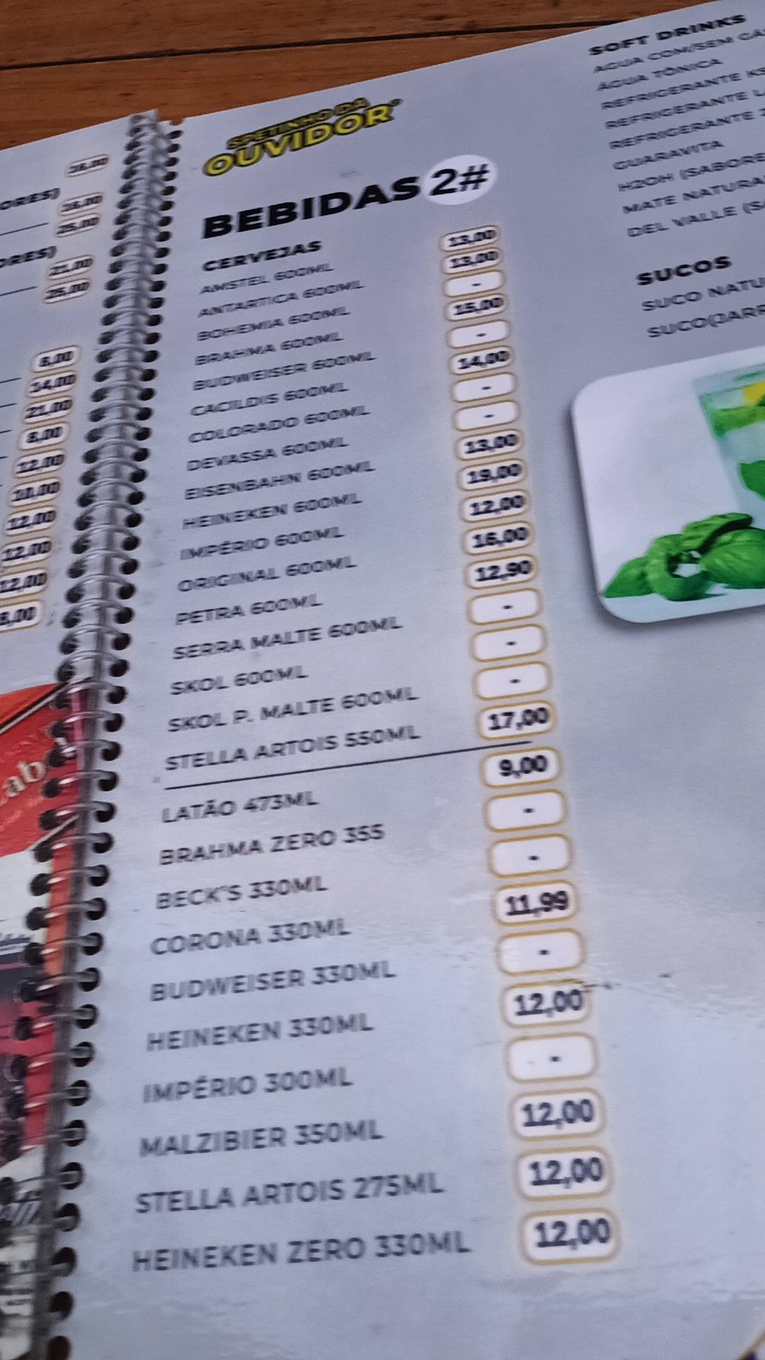 Spetinho da Ouvidor cardápio