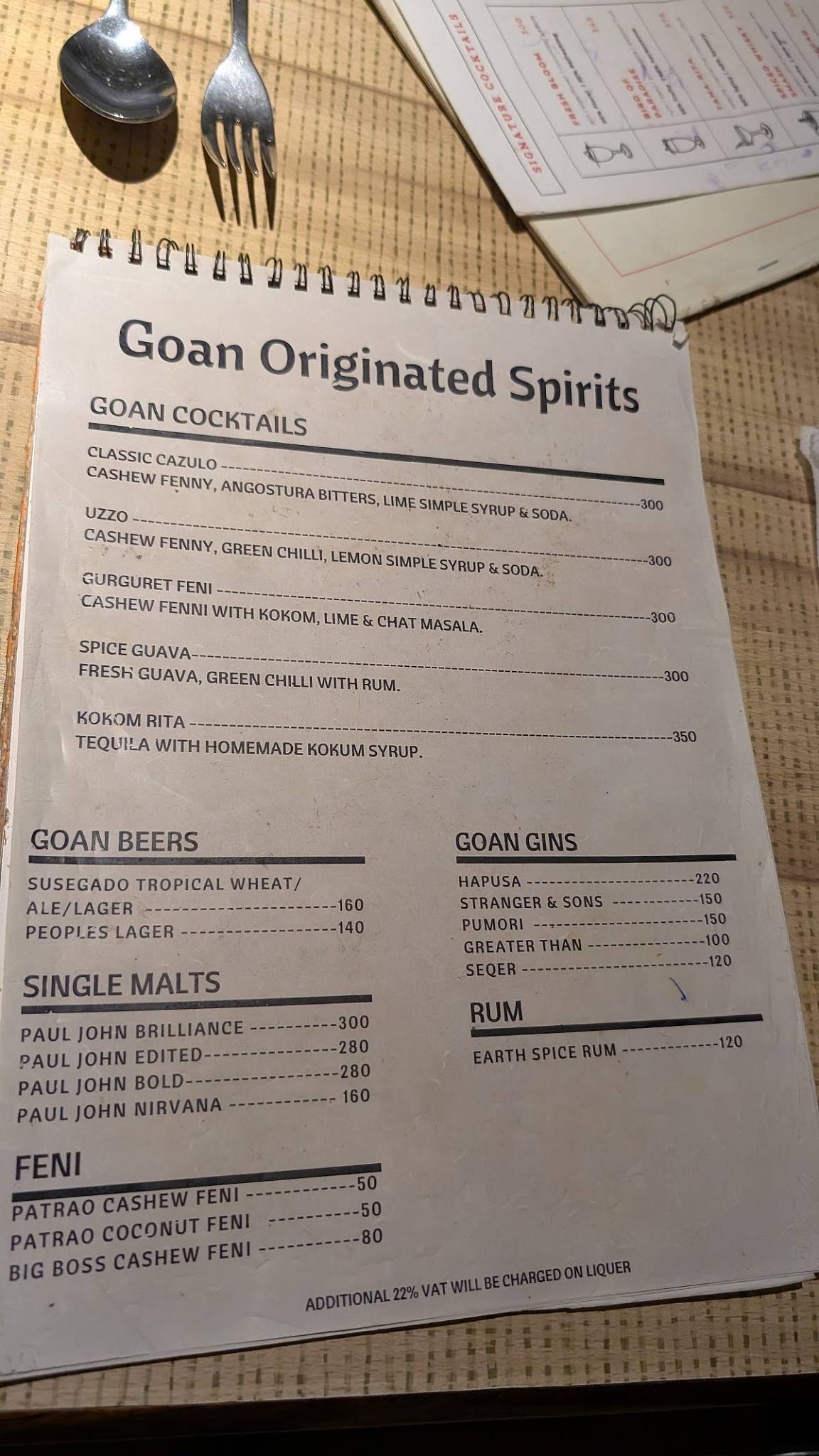 Spice Goa menu