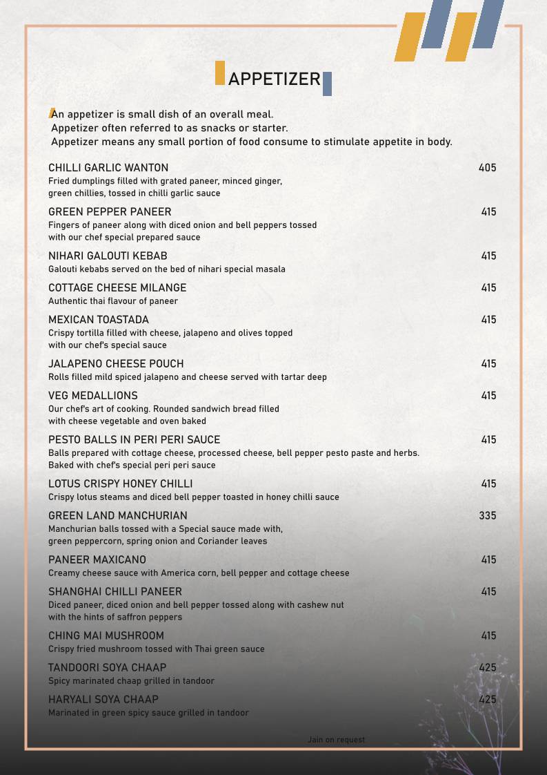 Spice Petals - a Fleet Restro & Banquet menu