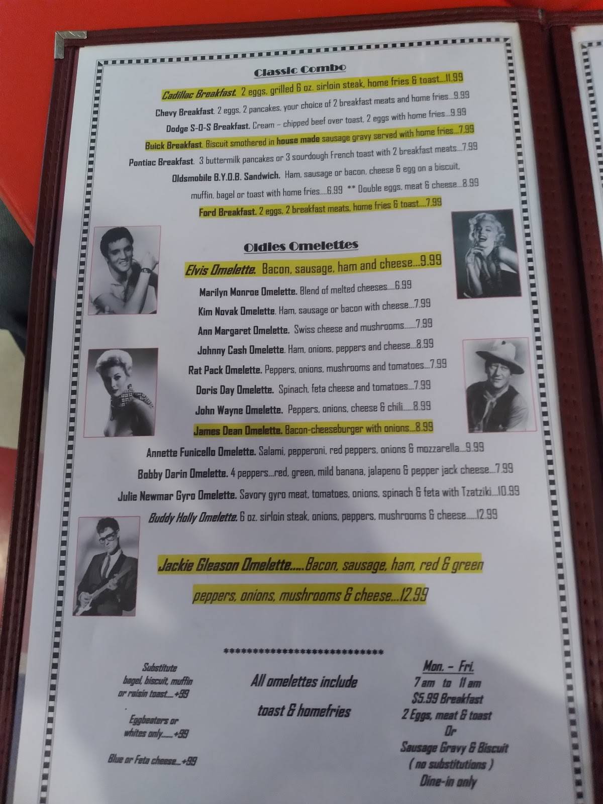 Menu at Spinner's Good Time Diner restaurant, Chardon