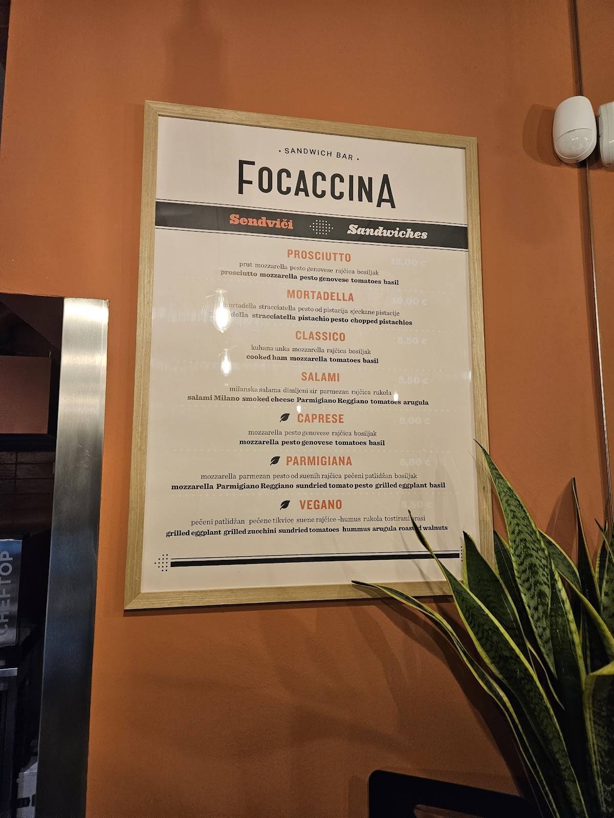 Menu di Sandwich bar Focaccina 