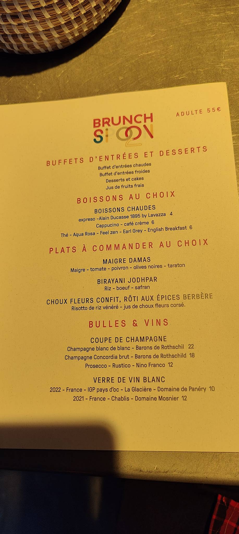 Menu de Spoon