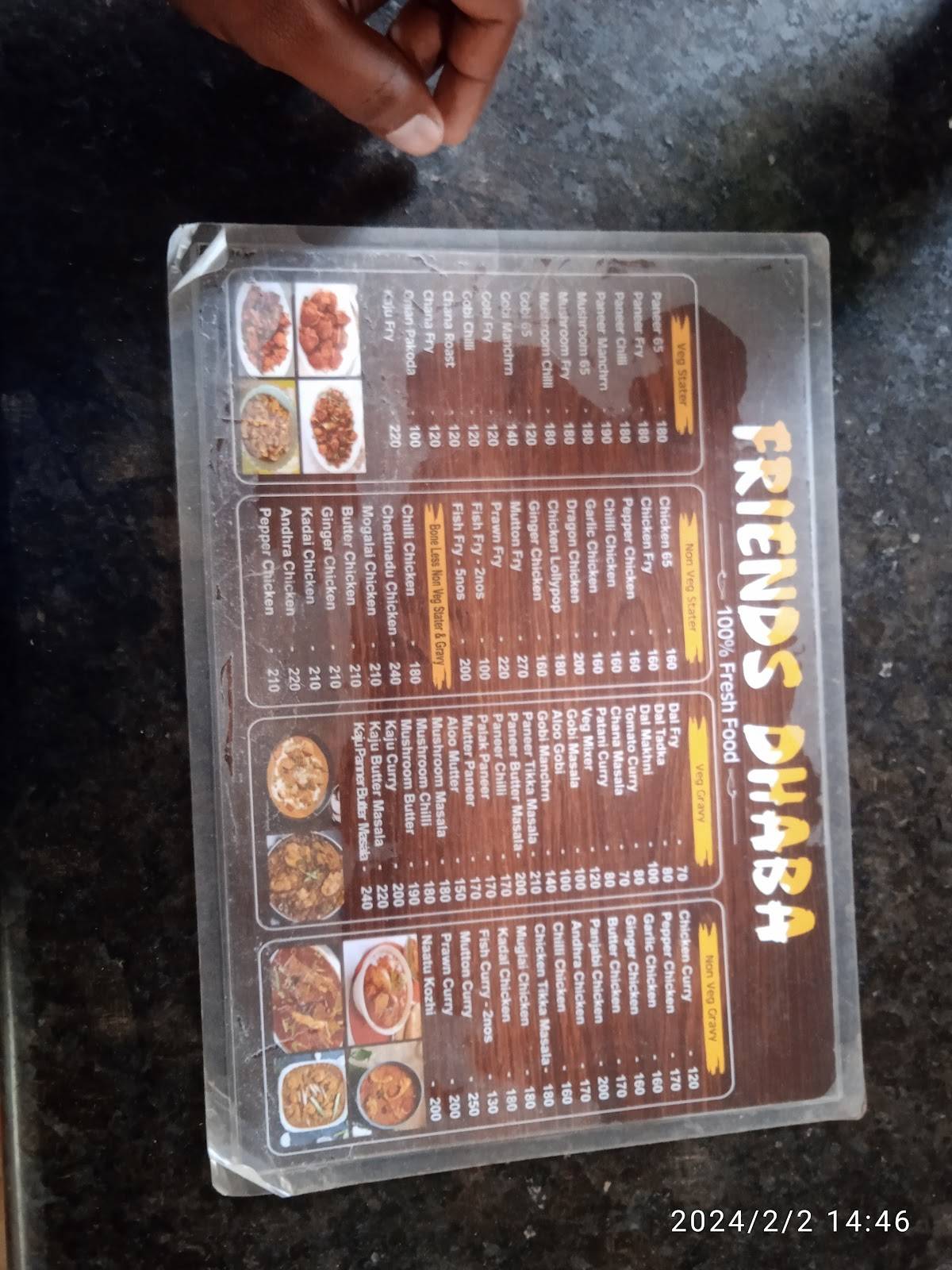 Friends Dhaba menu