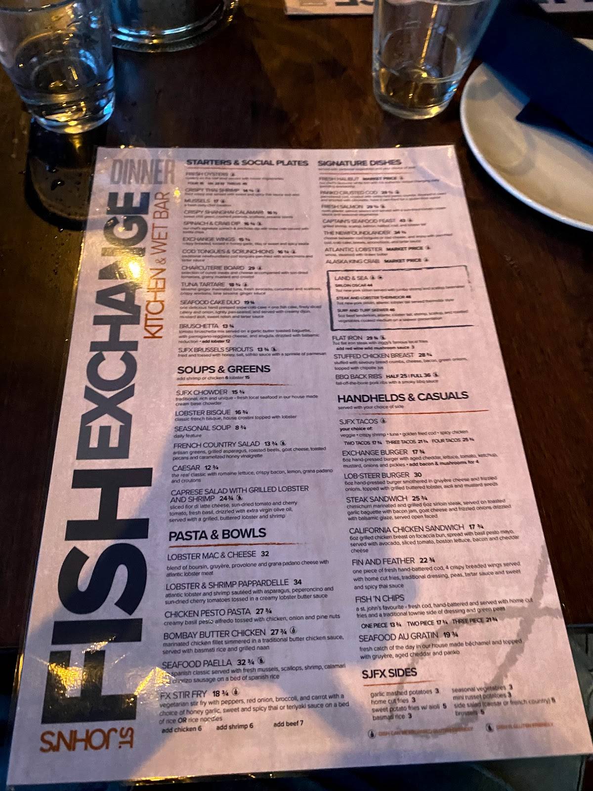 Menu at St. John's Fish Exchange Kitchen & Wet Bar, St. John's