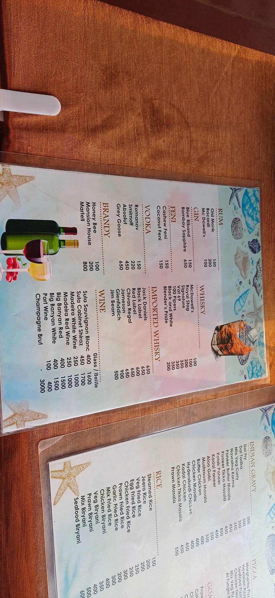 Star fish beach shack menu