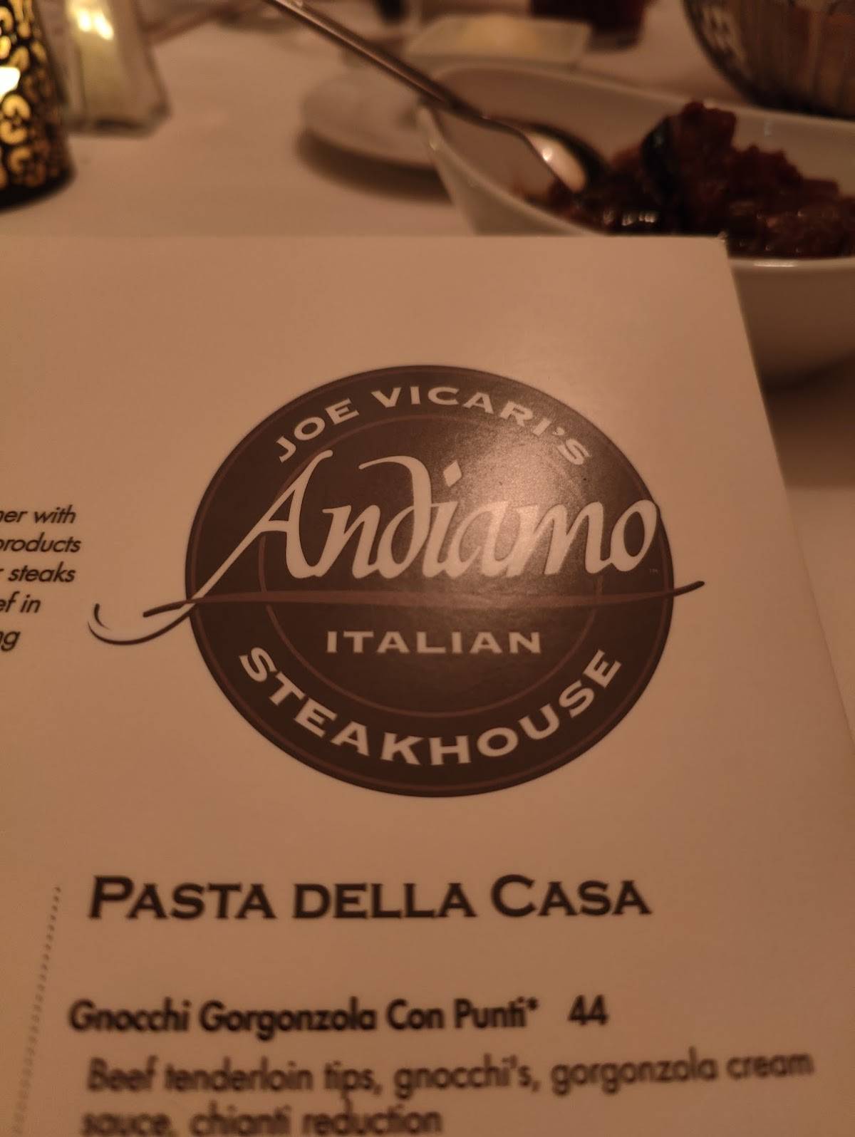 Menu at Andiamo Steakhouse, Las Vegas