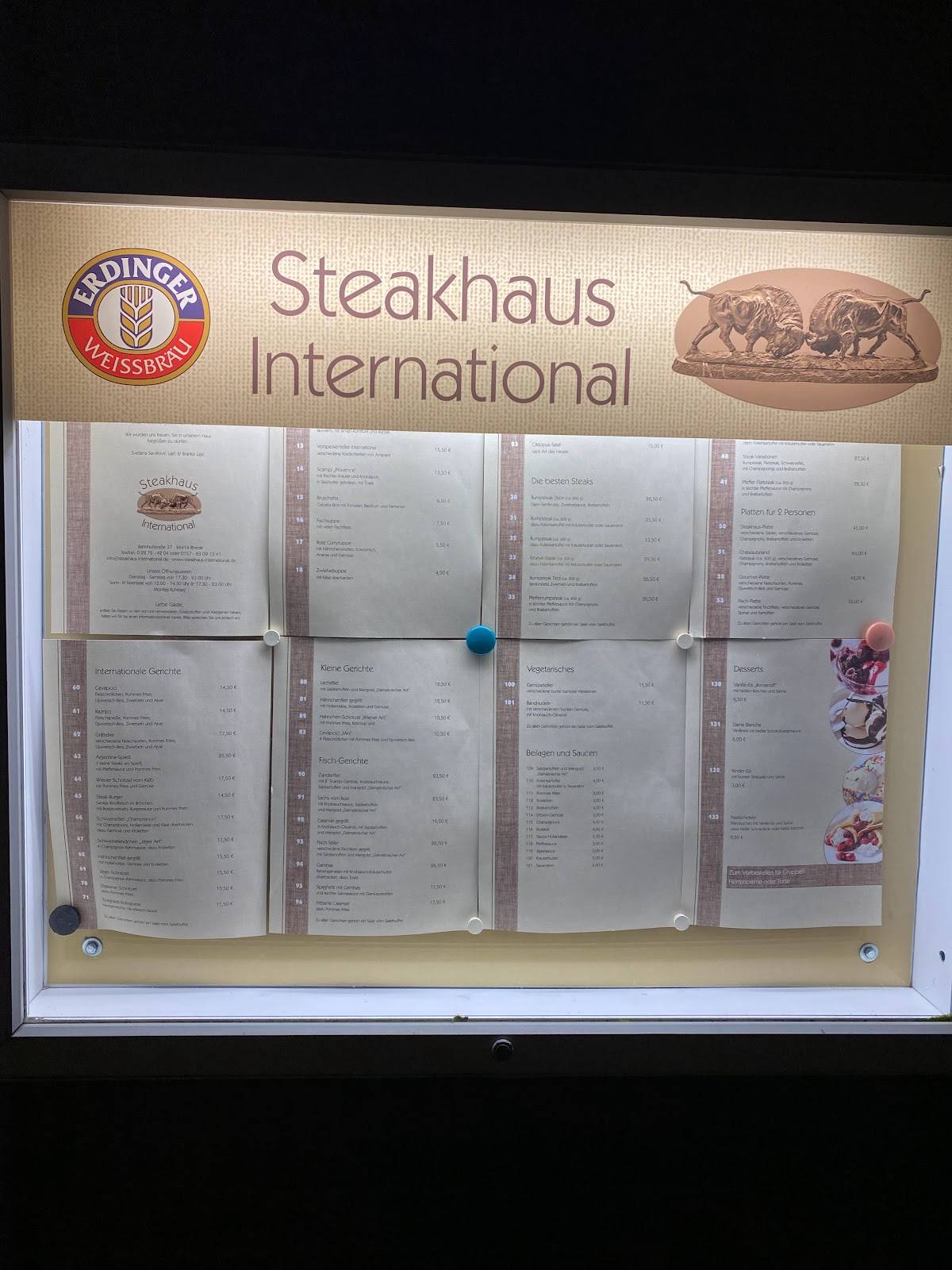 Menu de Steakhaus International