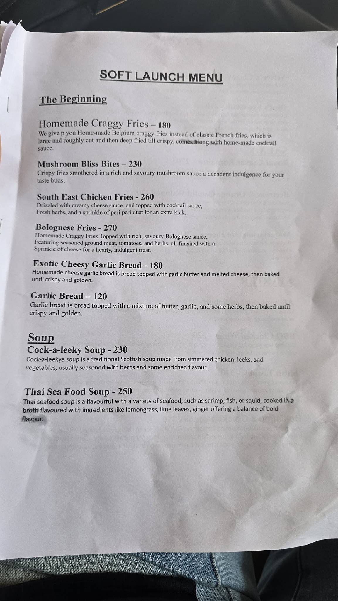 Steam N Mugs Tirur menu