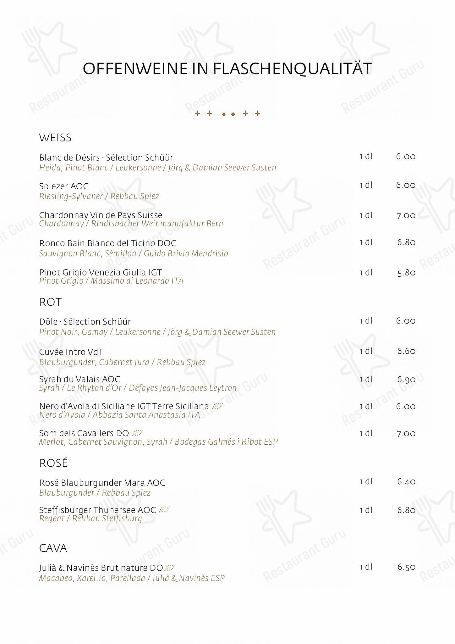 Dinner Menu per Schüür · Restaurant & Kultur ristorante