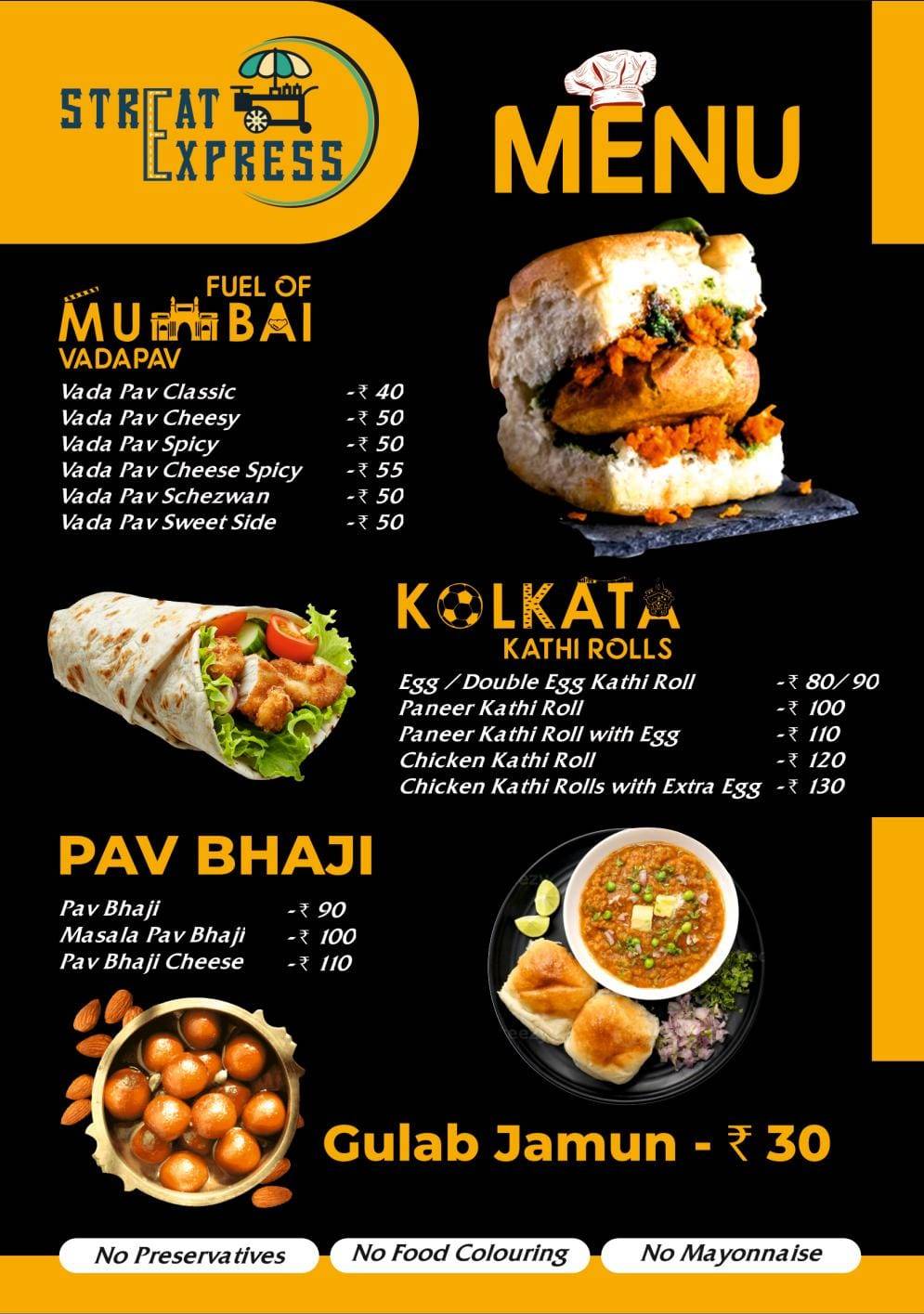 StrEat Express menu