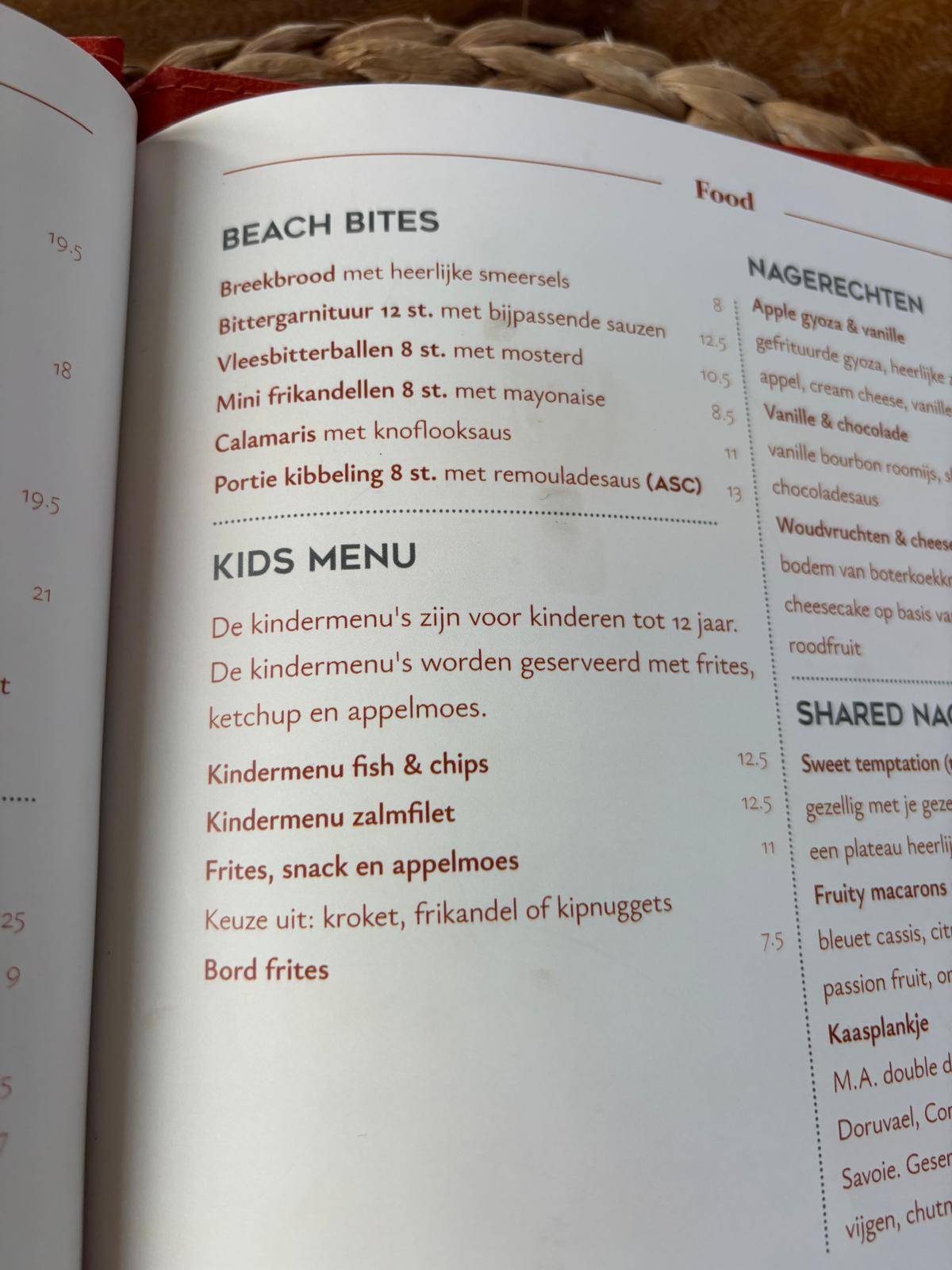 Menu de Strandclub Horizon