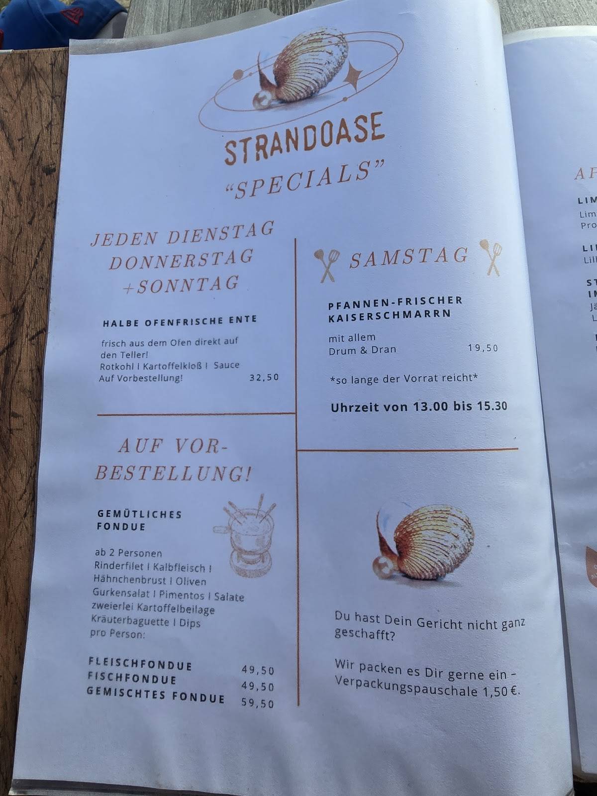 Menu de Strandoase