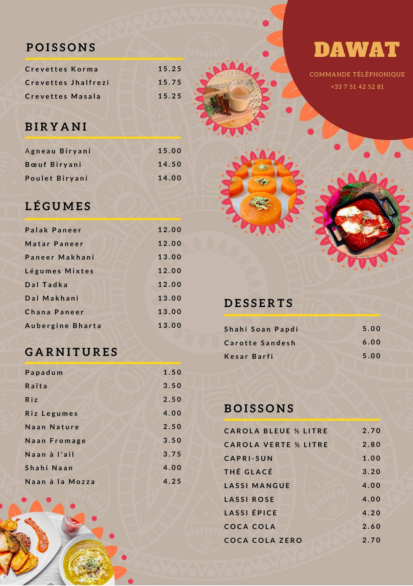 Menu de Dawat
