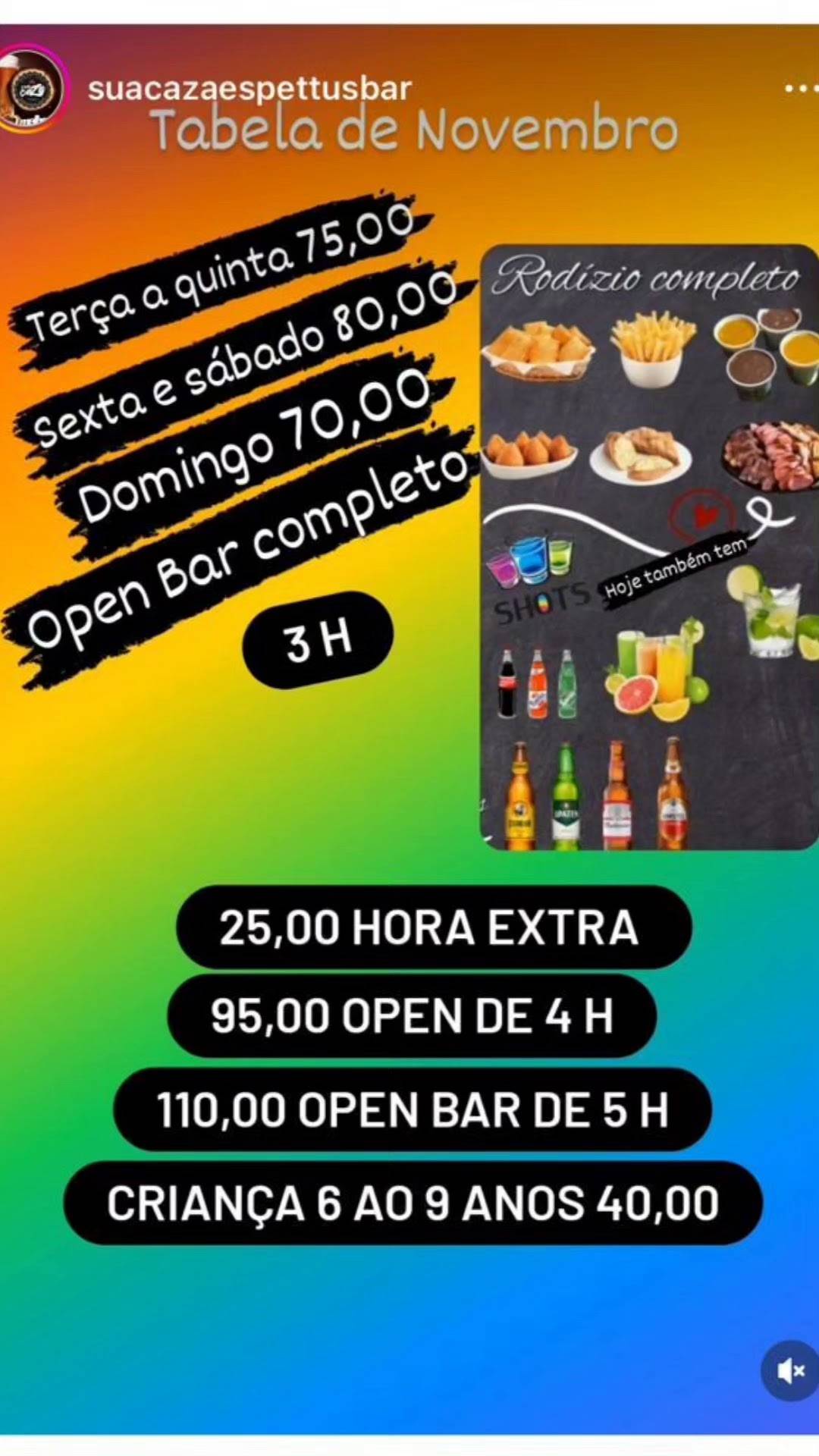 Sua Caza Spettus Bar cardápio