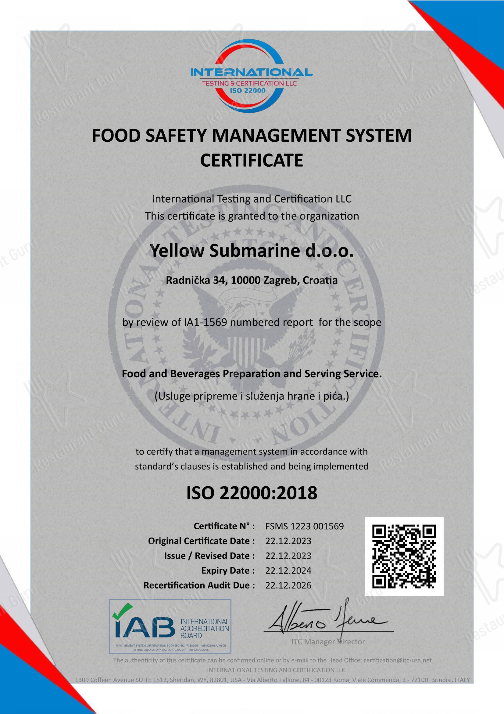 Submarine Burger Frankopanska in Zagabria - Menu