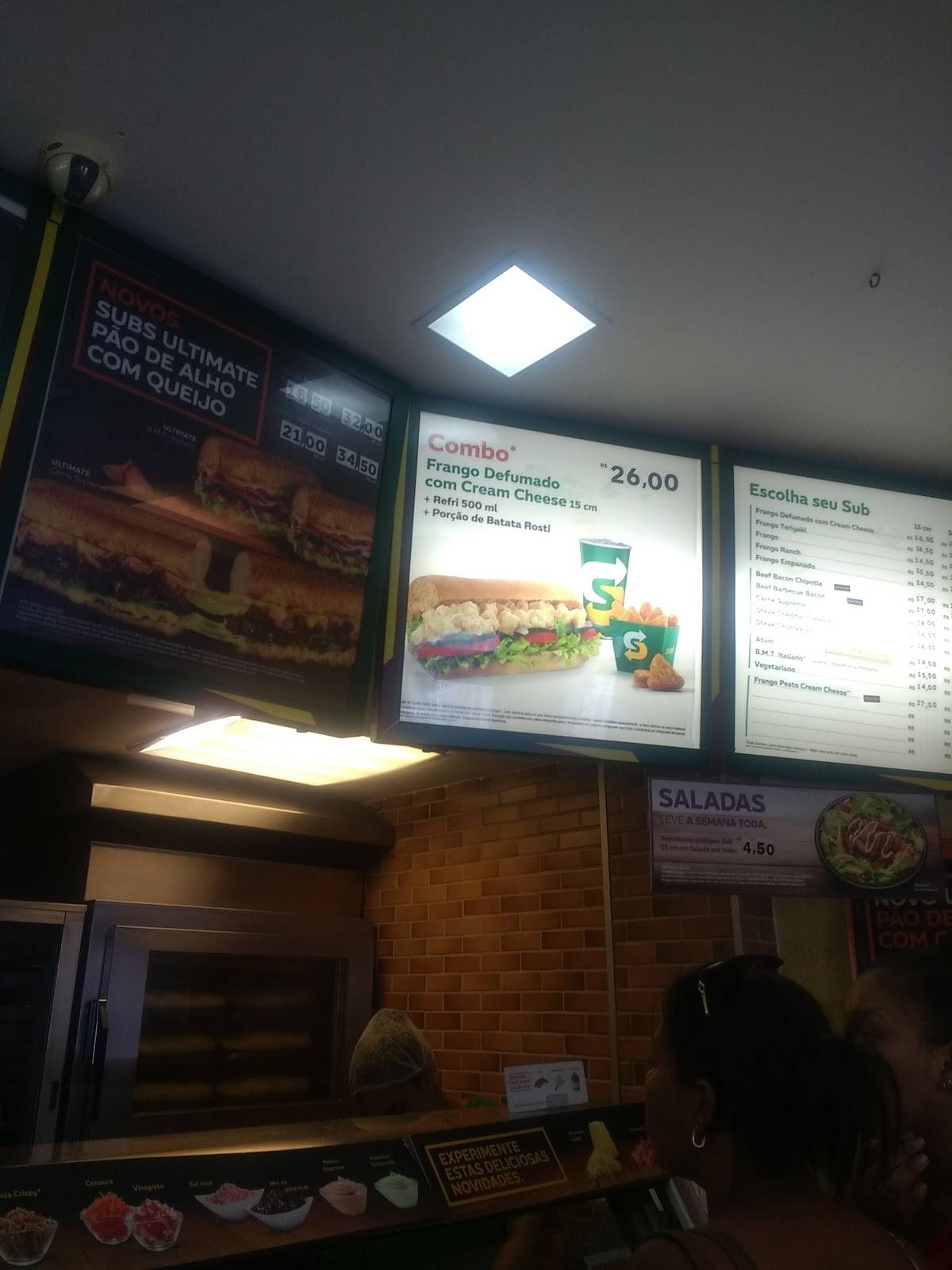 Subway cardápio