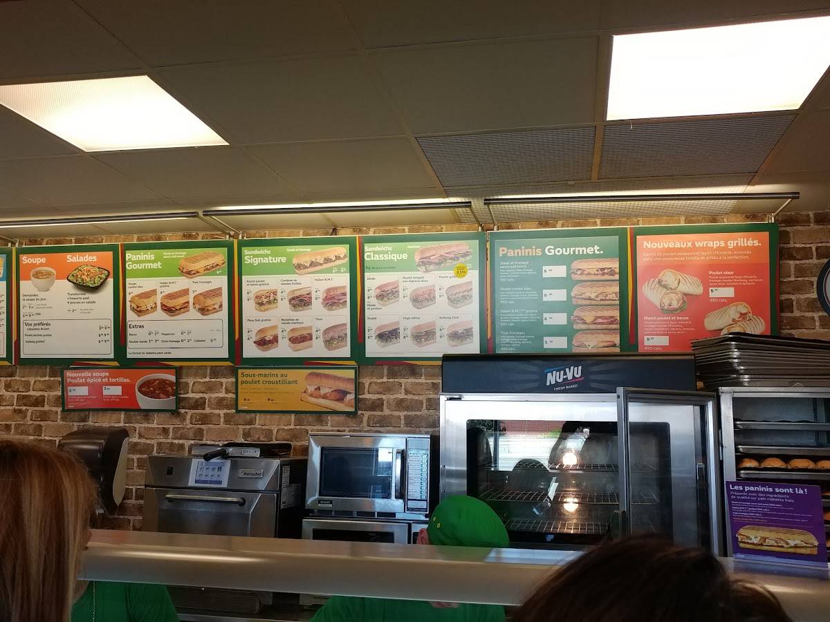 Menu de Subway