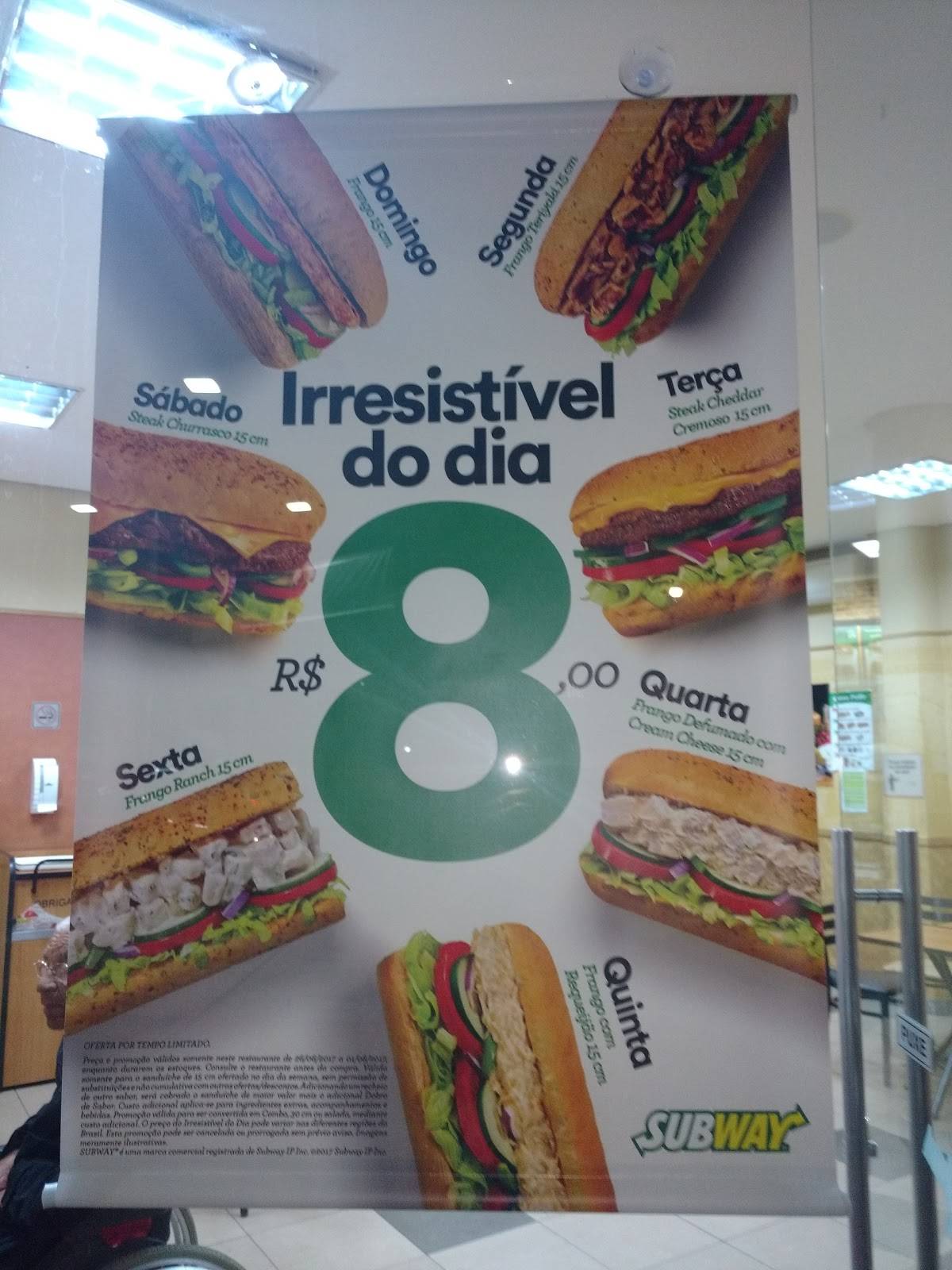 Subway cardápio