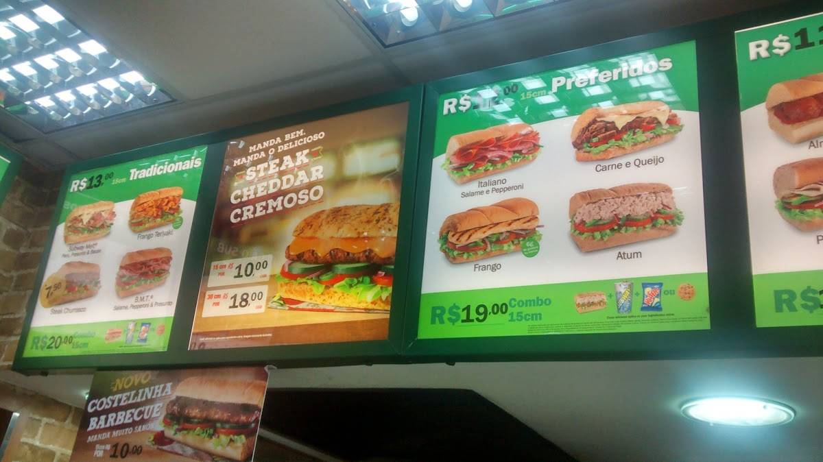 Subway cardápio