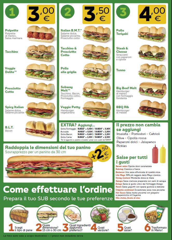 Menu di Subway 