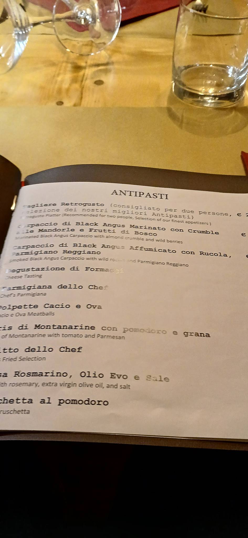 Menu di RétroGusto 