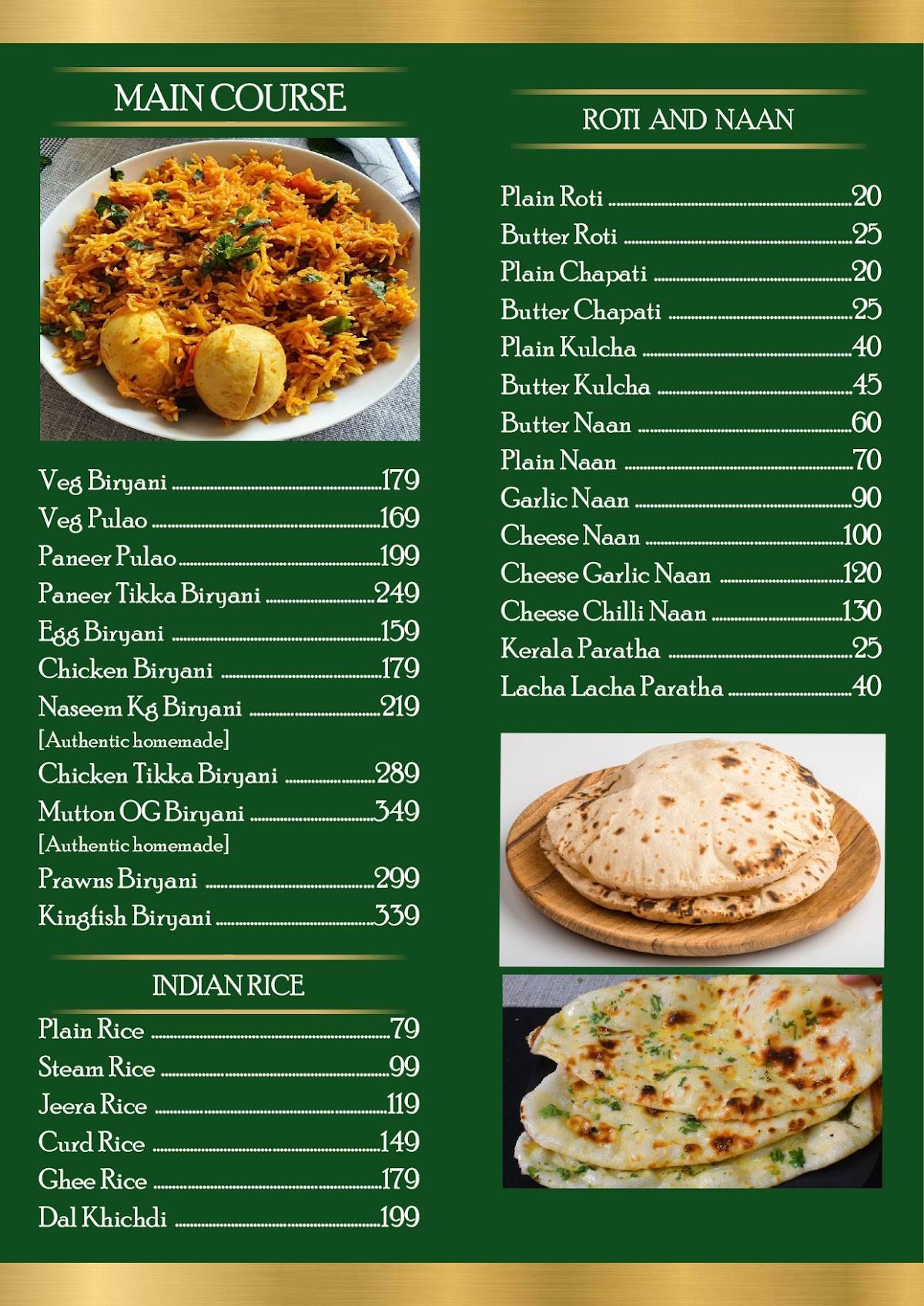 Sunrise foods 2.0 menu