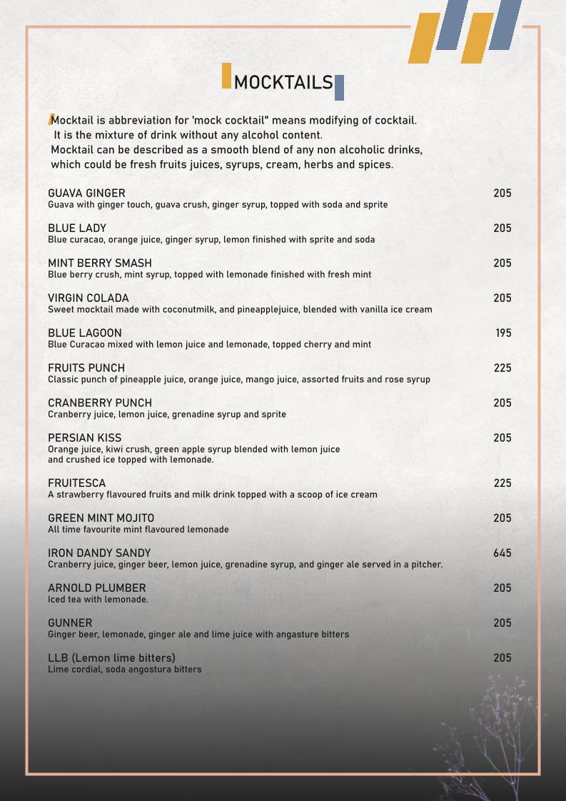 Spice Petals - a Fleet Restro & Banquet menu