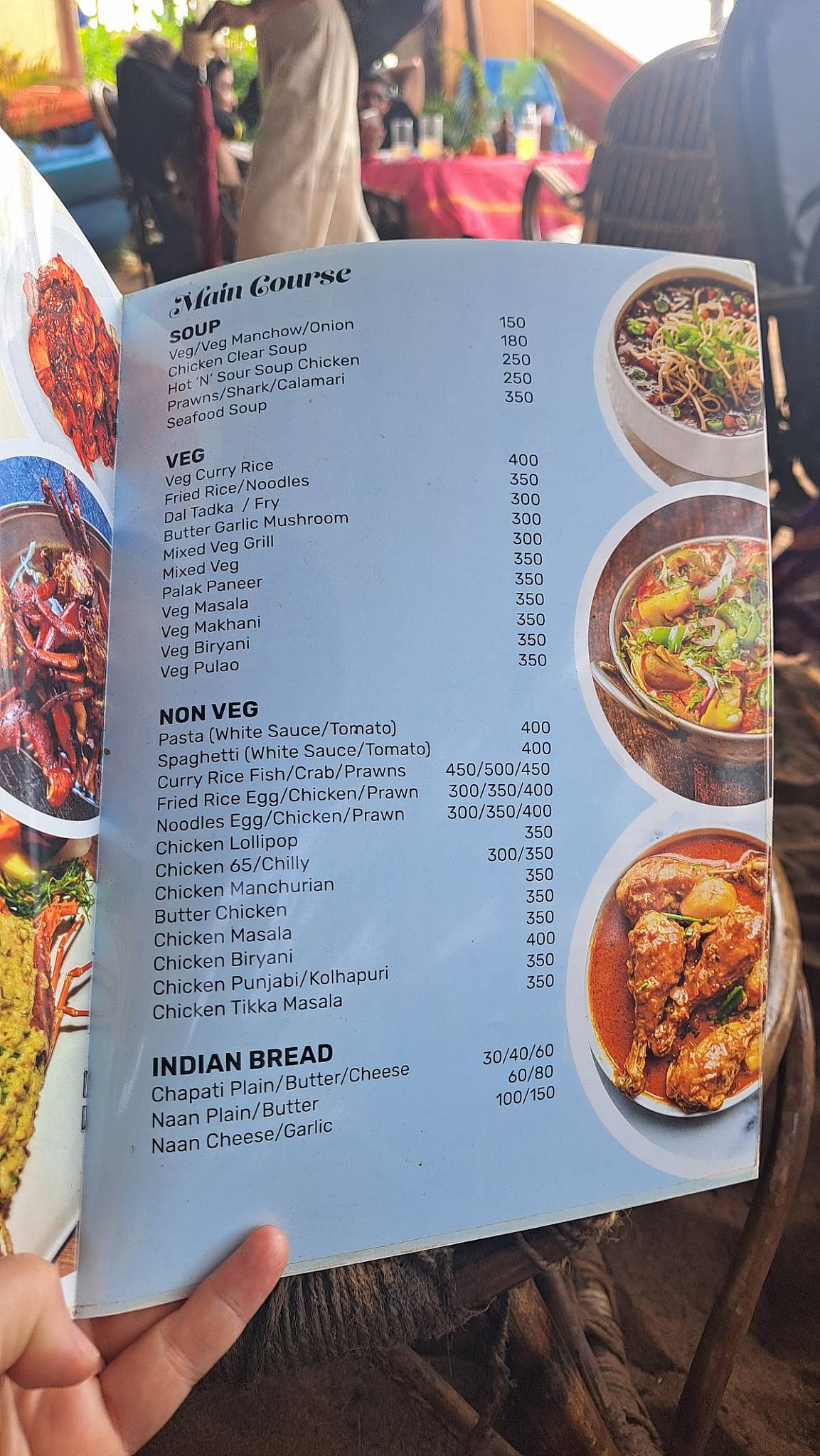 Surya Beach Cafe Galgibagh menu