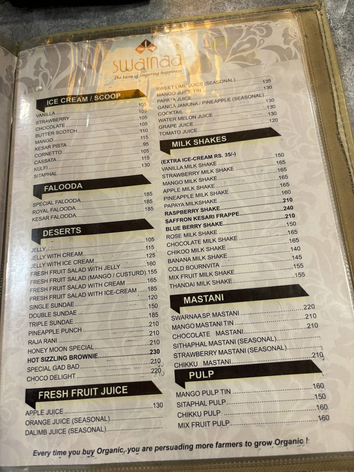 Swarnaa Vegetarian - Warje menu