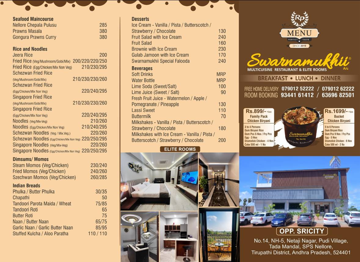 Swarnamukhii Restaurant menu