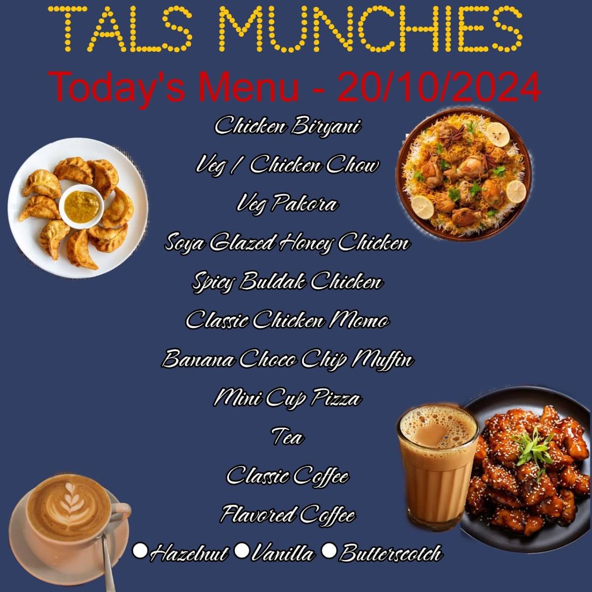 TALS MUNCHIES menu