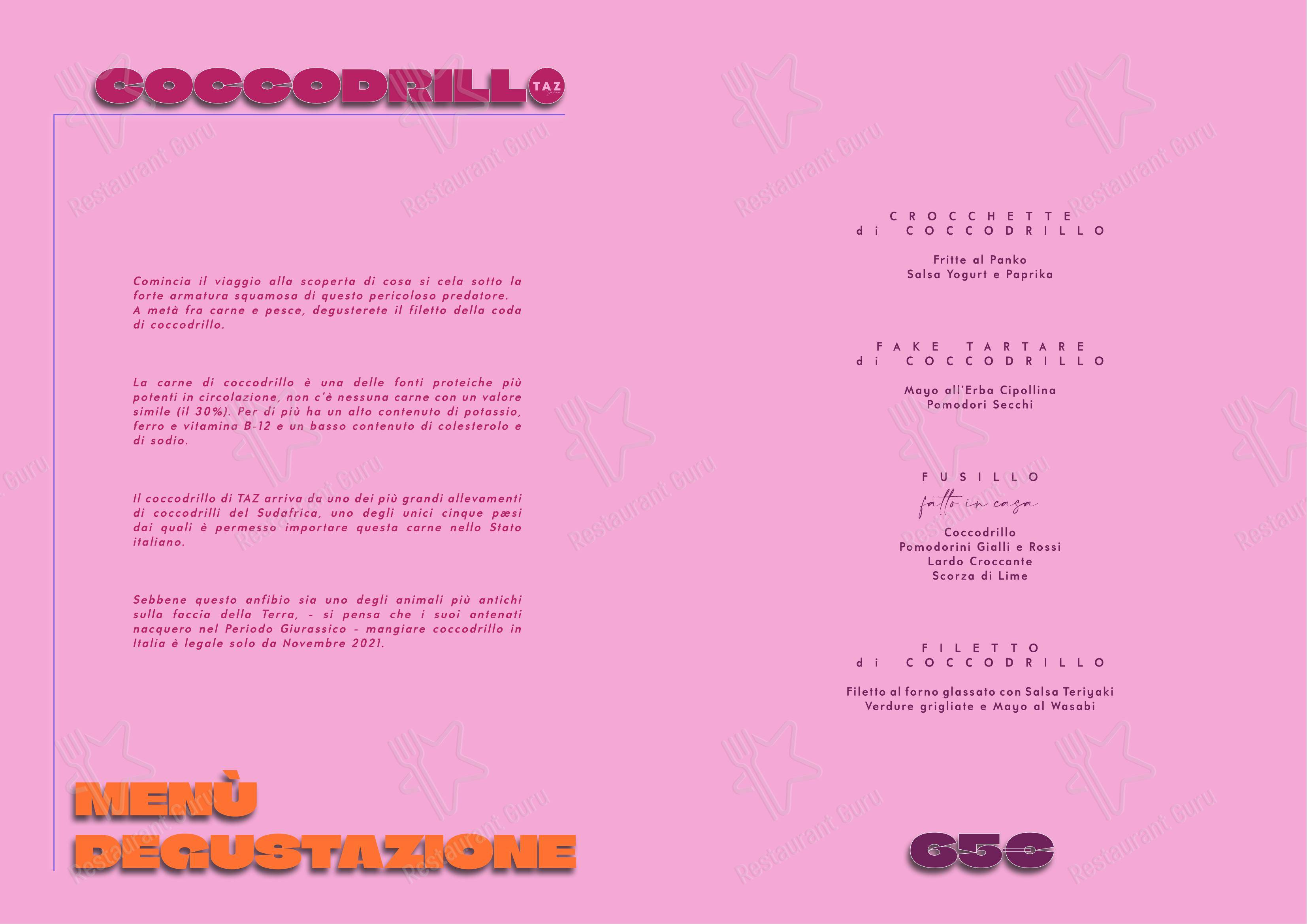 Menu bar per TAZ Siena in Siena