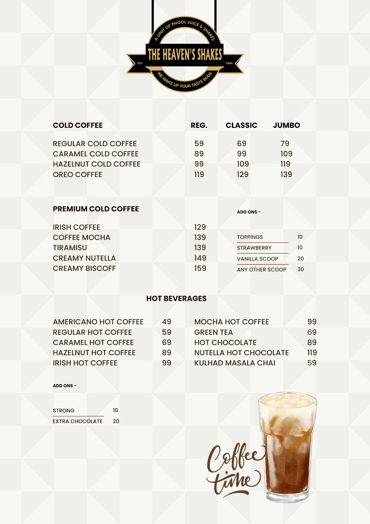 THE HEAVENS SHAKES menu