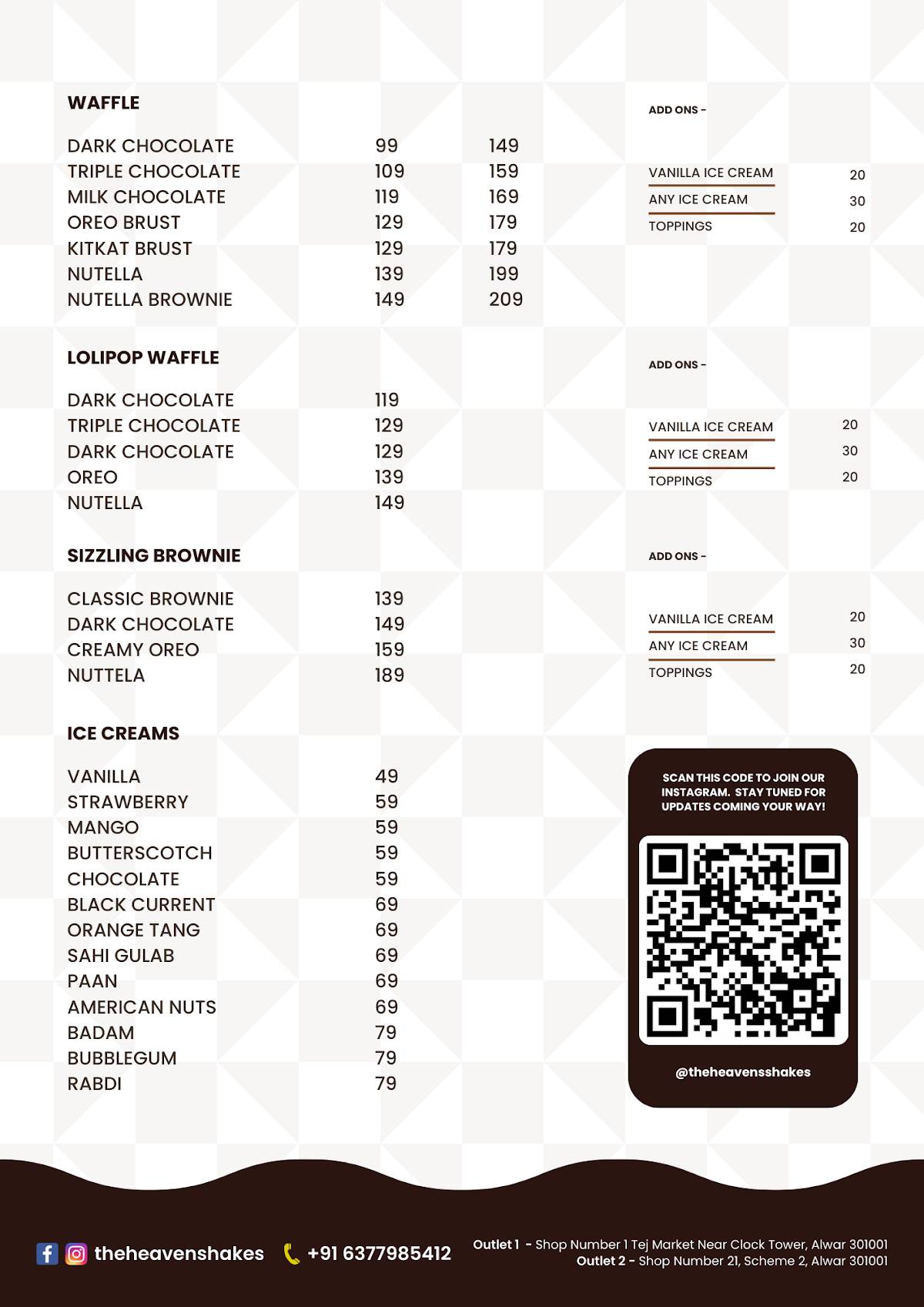 THE HEAVENS SHAKES menu