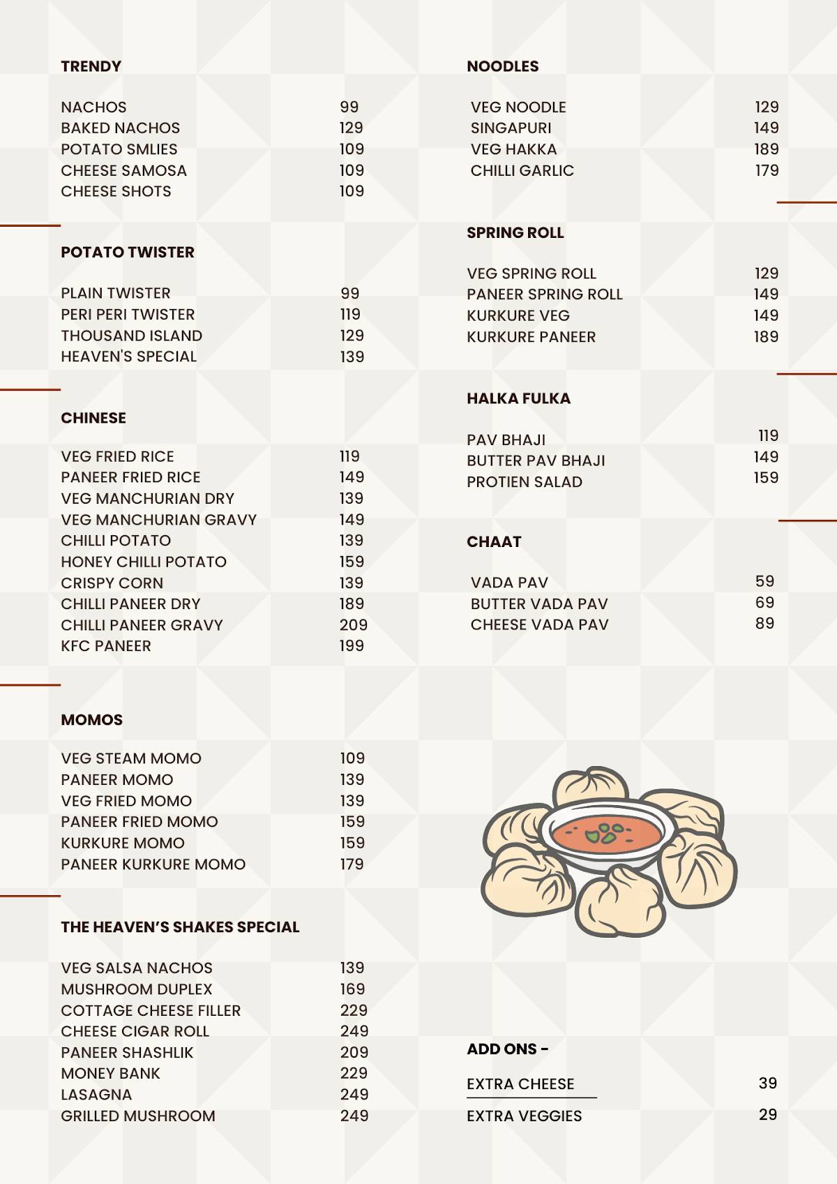 THE HEAVENS SHAKES menu