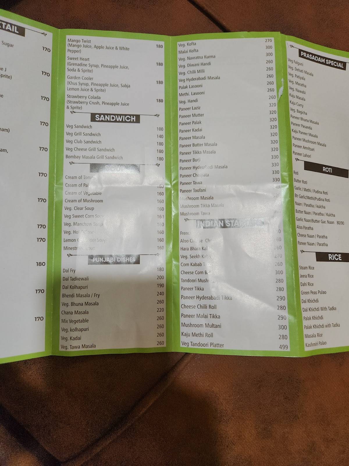 TISAI PRASADAM VEG DINE (Shree Hospitality) menu