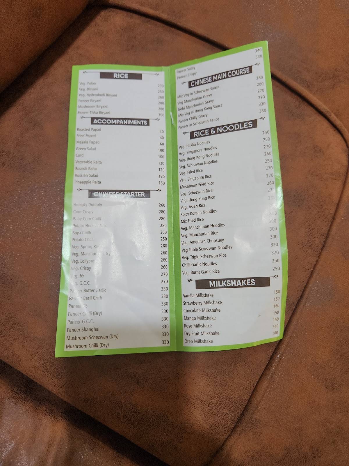 TISAI PRASADAM VEG DINE (Shree Hospitality) menu