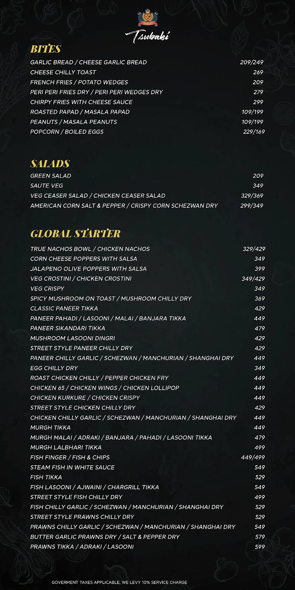 TSUBAKI - ROYAL OAK menu