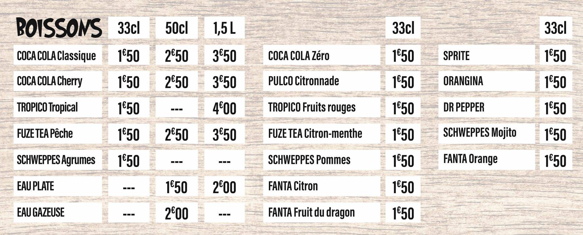 Menu de Tac'House
