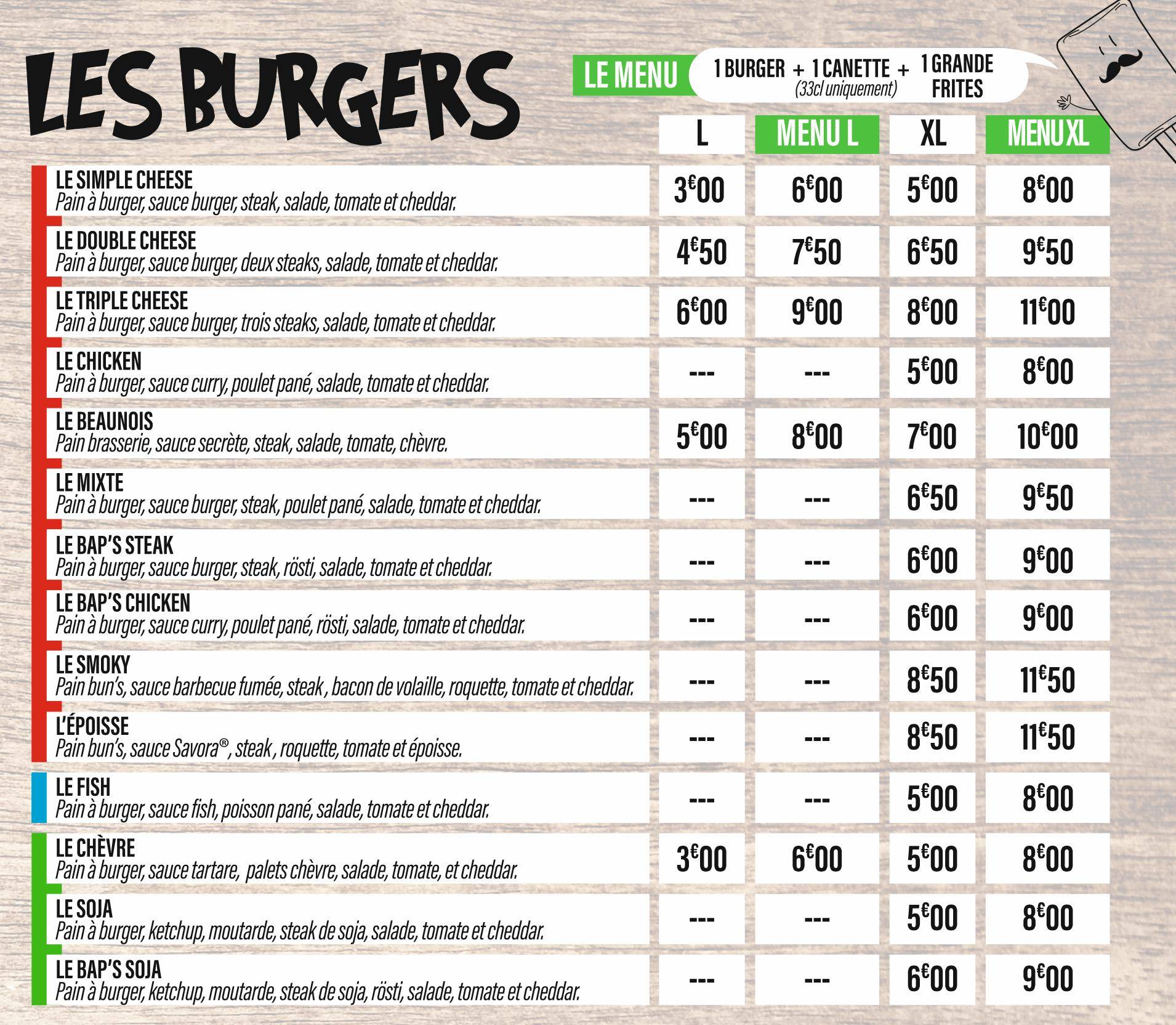 Menu de Tac'House