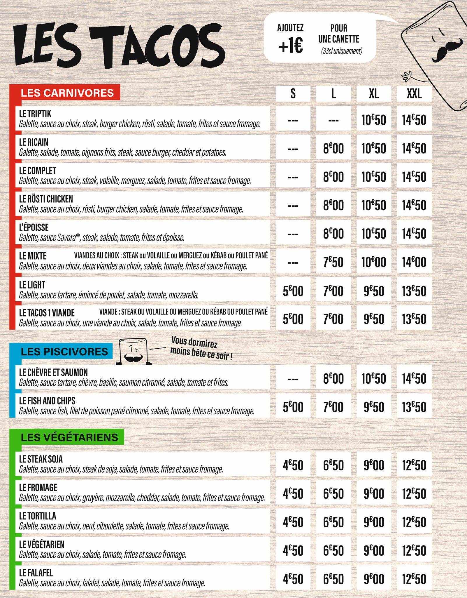 Menu de Tac'House