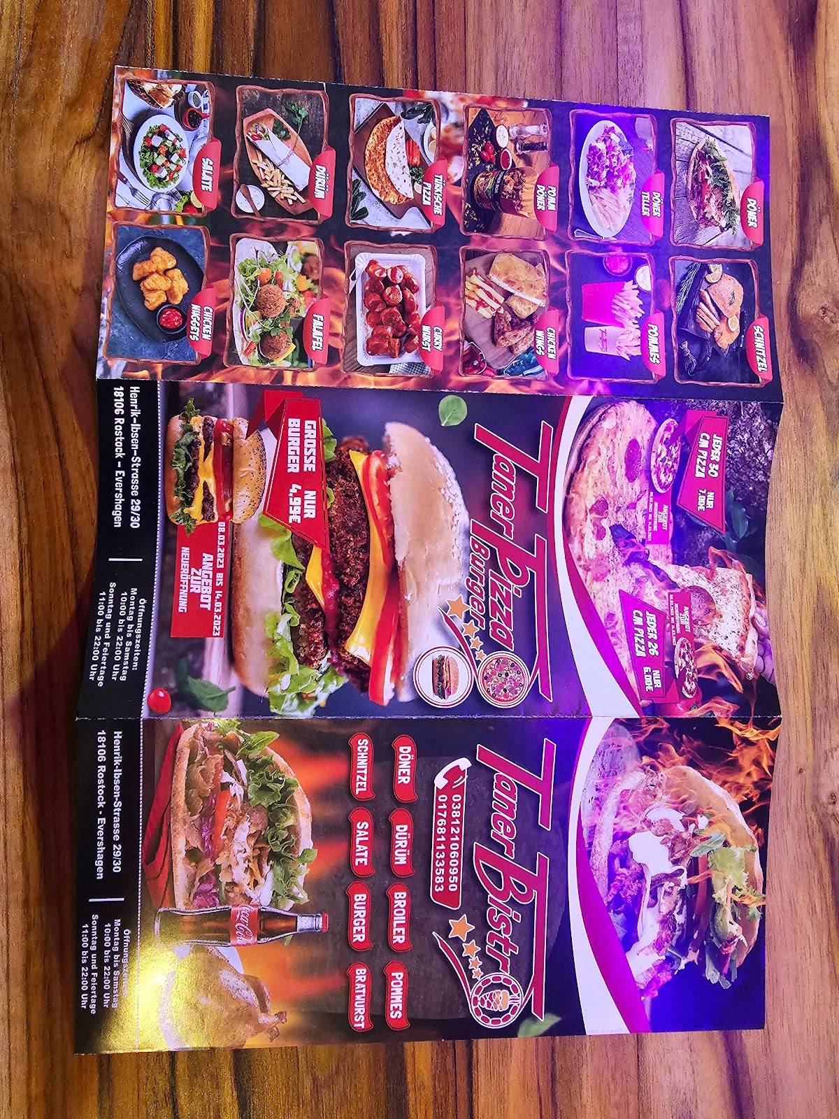 Menu de Taner Bistro GbR