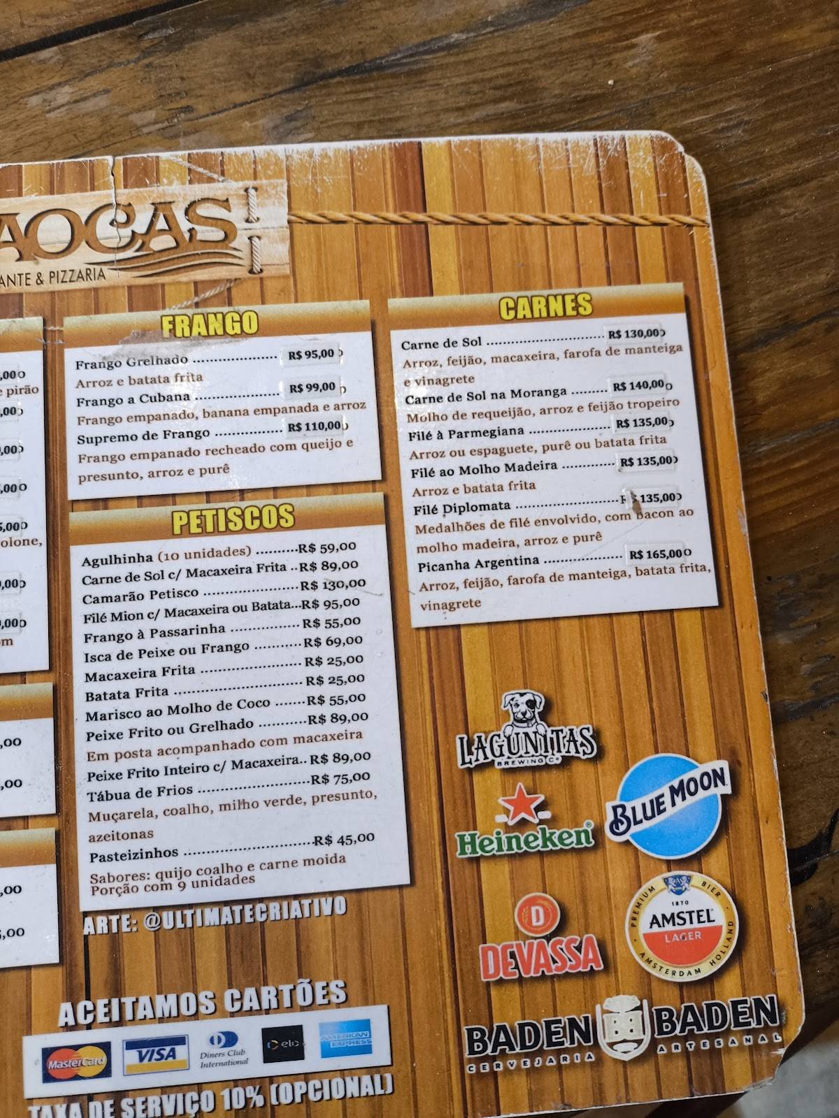 Restaurante Taocas Maragogi cardápio