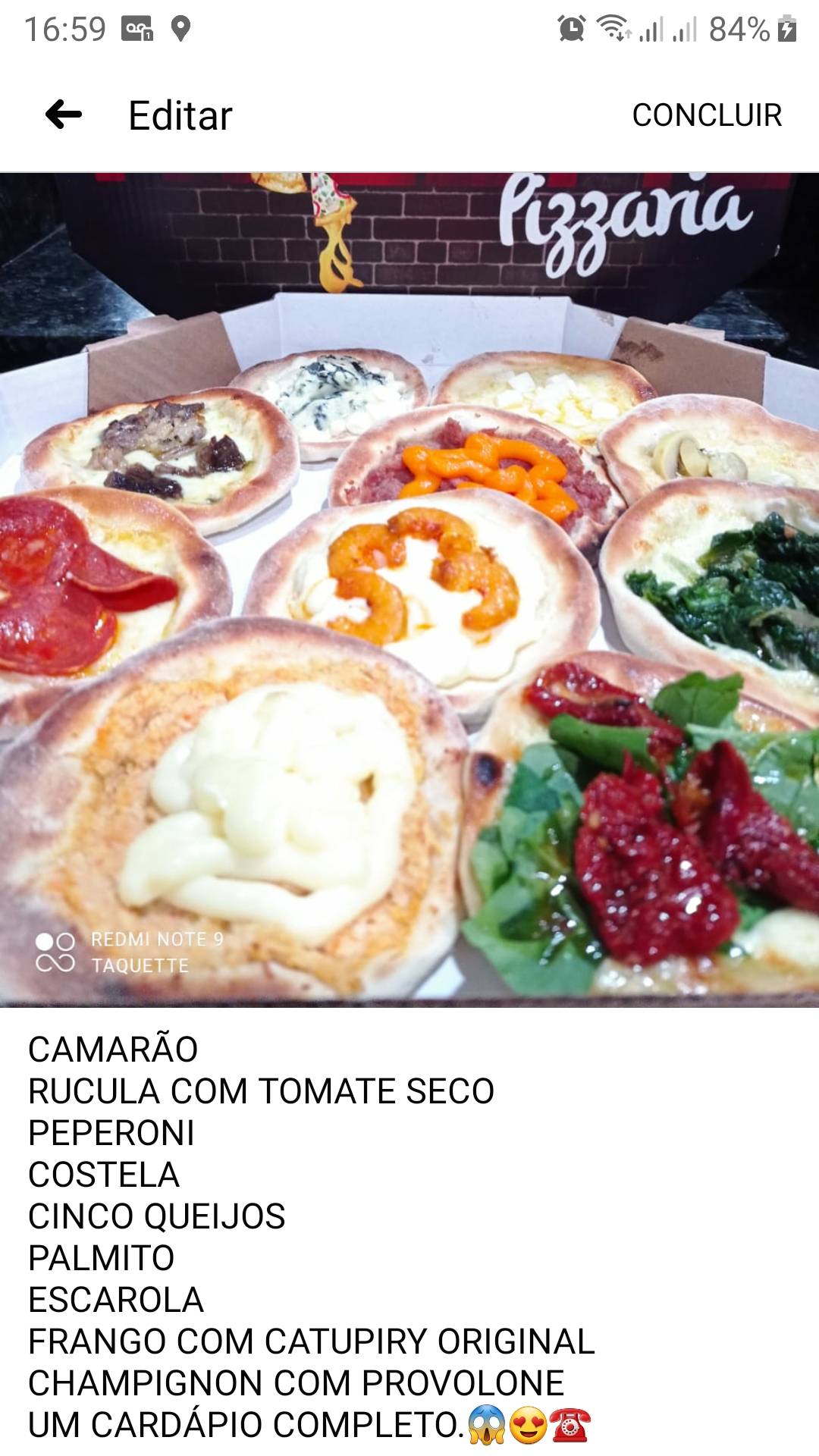 Taquette Pizzas e Esfihas cardápio