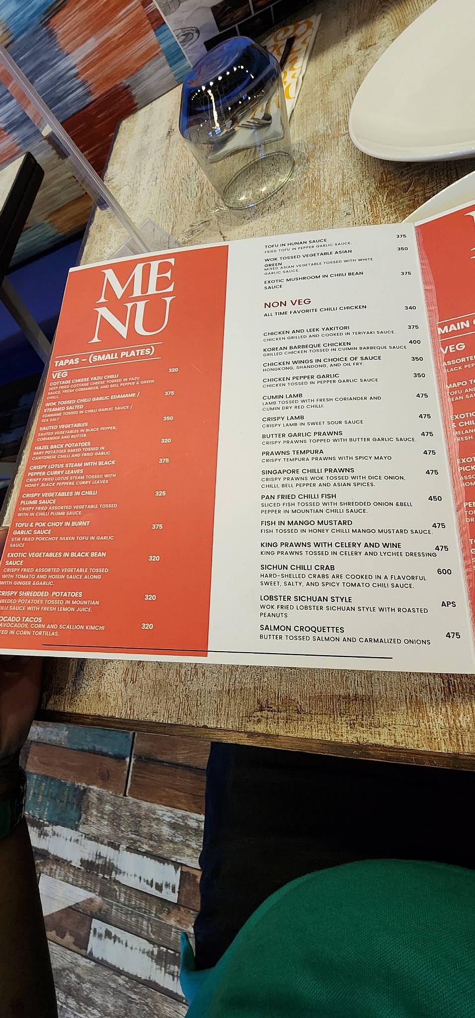 Tasca Oriental Cuisine menu