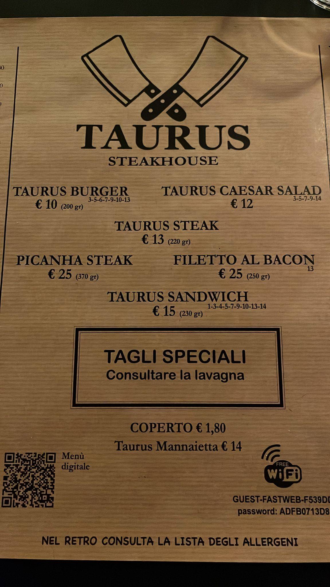 Menu di Taurusteakhouse 