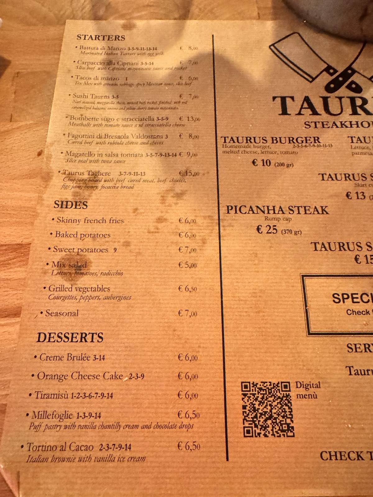 Menu di Taurusteakhouse 